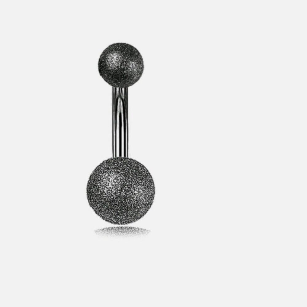 14g: Frosted Sparkle Navel Belly Ring - BLACK Glitter